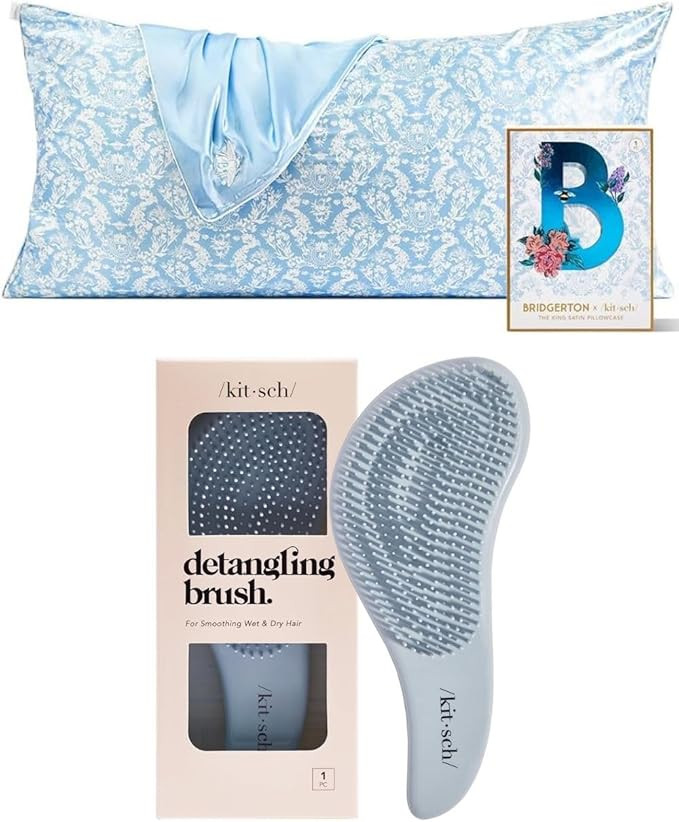 Kitsch Bridgerton Satin Pillowcase King Size & Detangling Brush with Discount | Amazon (US)