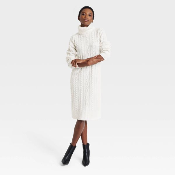 Women's Turtleneck Long Sleeve Cozy Sweater Dress - A New Day™ | Target
