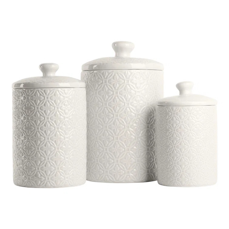 Embossed 3 Piece Kitchen Canister Set | Wayfair North America
