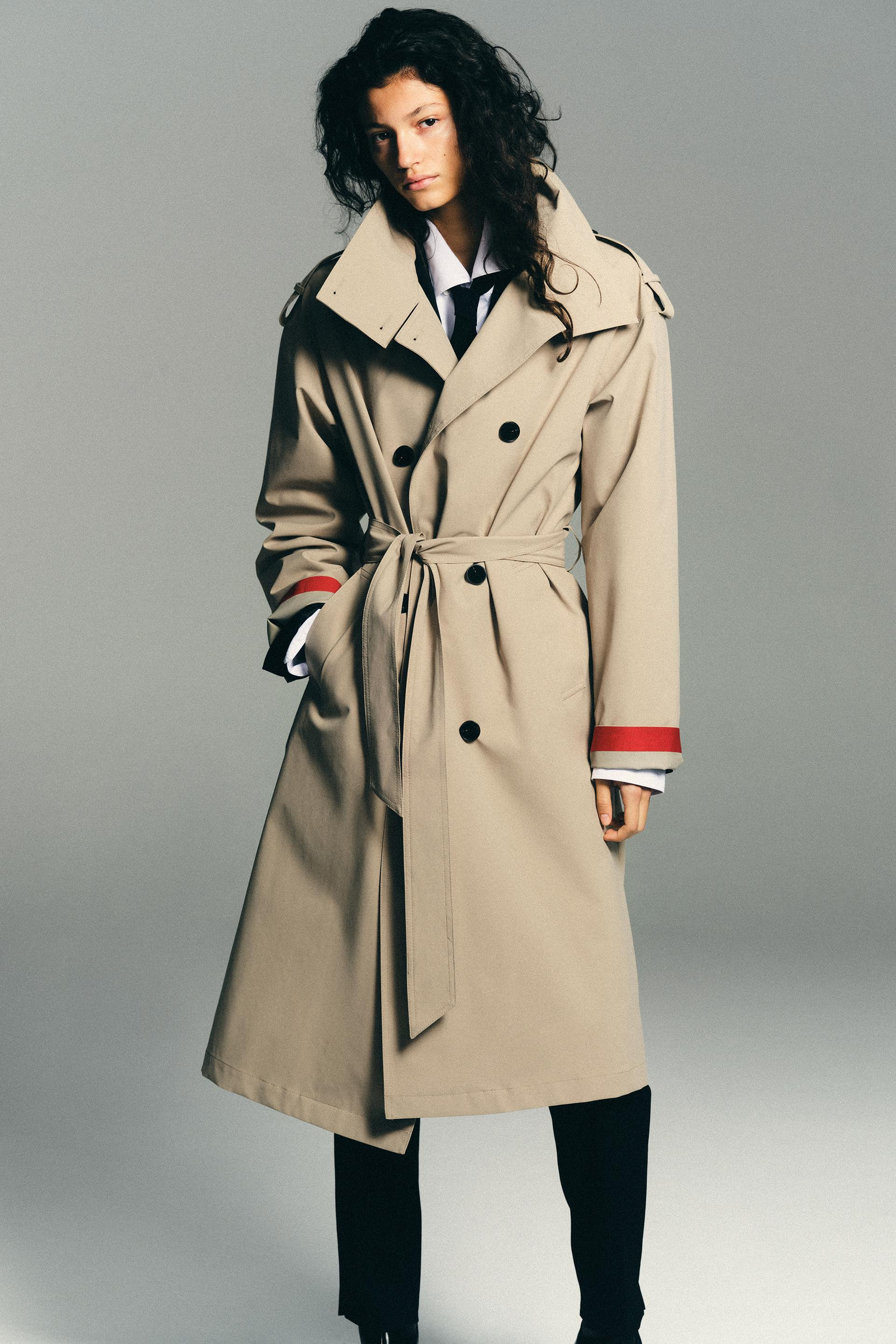Zara - Water-Repellent Windproof Belted Trench Coat - Taupe Brown - M - Woman | Zara US