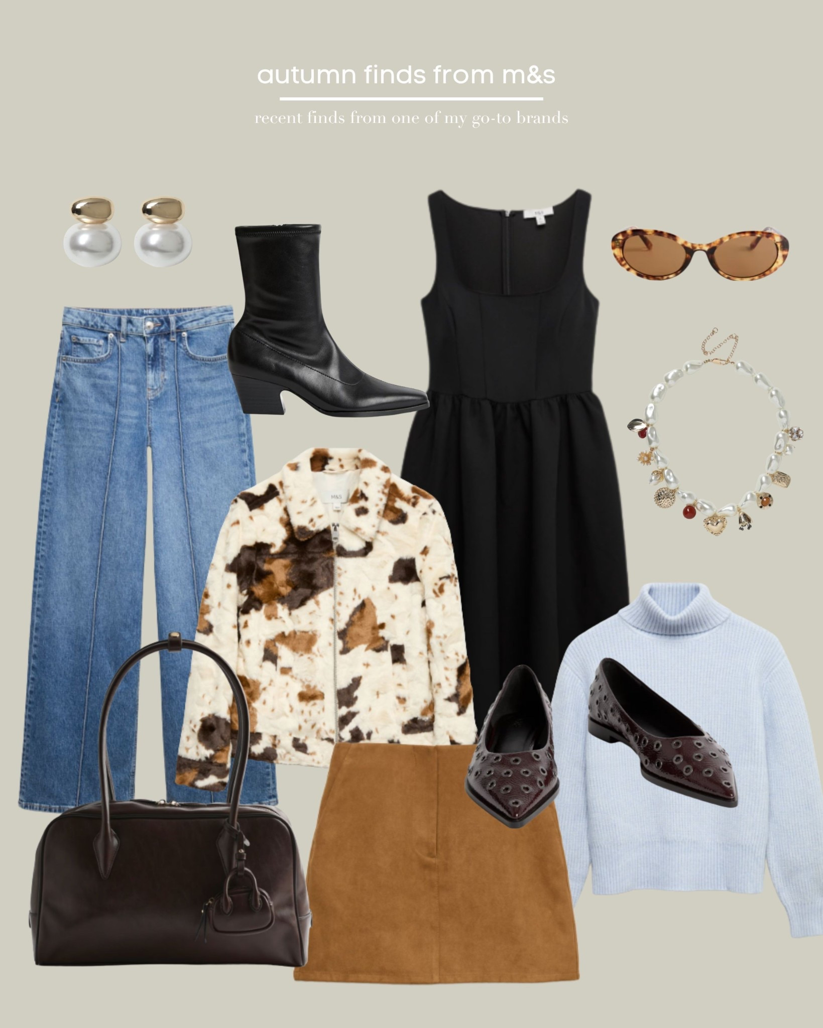 M&S, Marks & Spencer, Autumn, Fall, Cow Print, Suede Jacket, Denim Jeans, Straight Leg Jeans, Roll Neck, Turtleneck, Bowling Bag, Ankle Boots, Mini Skirt

#LTKuk #LTKautumn #LTKeurope