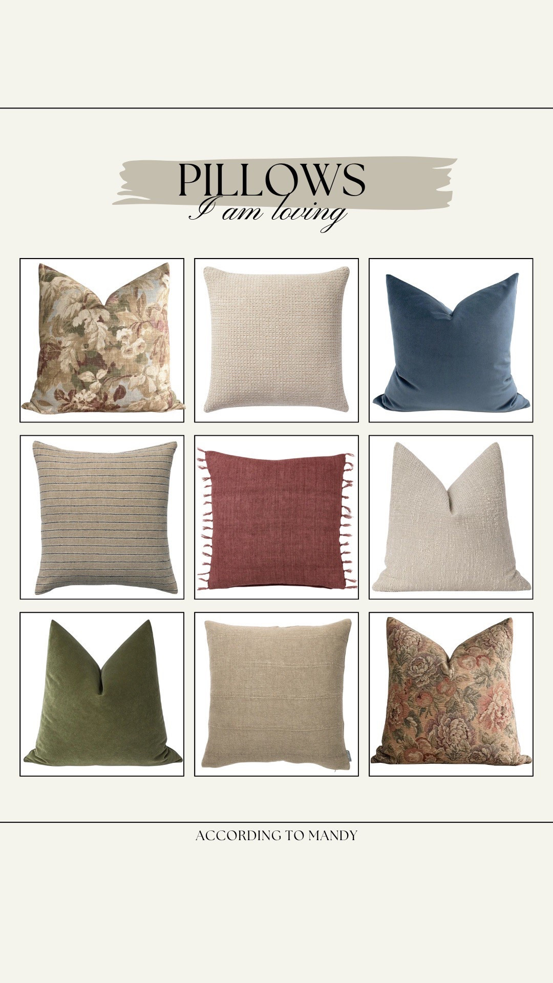 Pillows I am loving!

spring pillows, spring home finds, spring favorites, seasonal home finds, floral pillow covers, velvet pillow 

#LTKStyleTip #LTKSeasonal #LTKHome