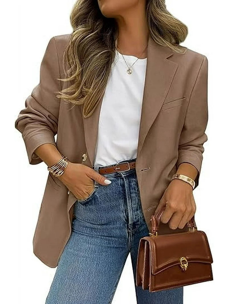 PRETTYGARDEN 2025 Blazers for Women Business Casual Long Sleeve Lapel Open Front Suit Jacket Work... | Walmart (US)