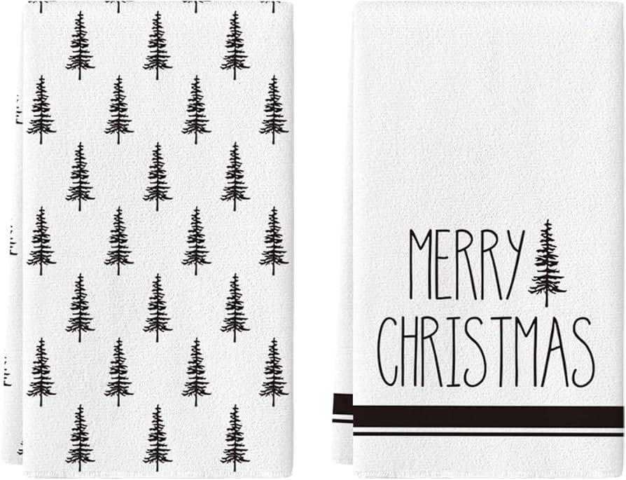 Artoid Mode Beige Xmas Tree Merry Christmas Kitchen Towels Dish Towels, 18x26 Inch Holiday Daily ... | Amazon (US)