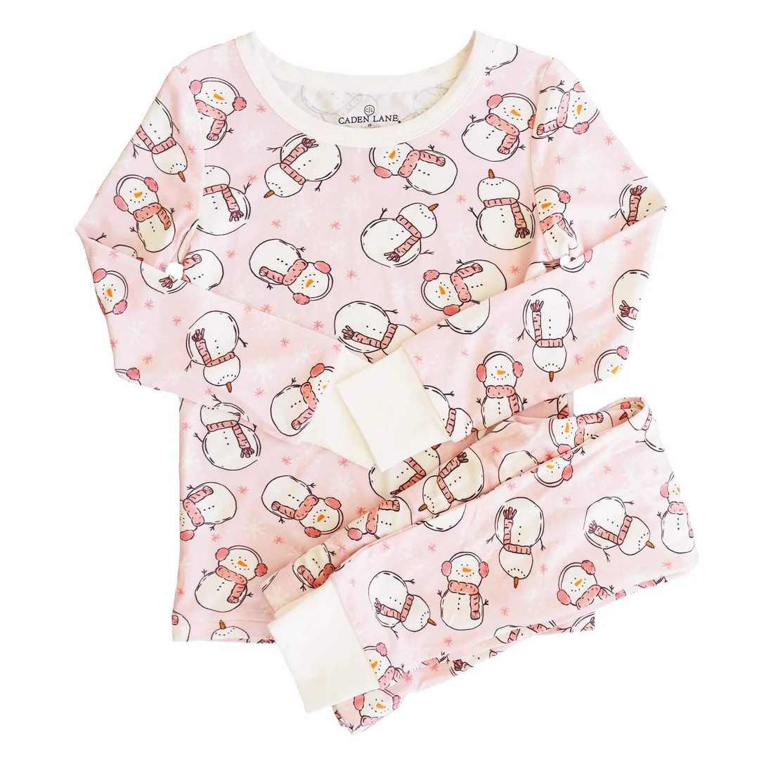 Frosty Friends Two Piece Pajama Set | Pink | Caden Lane