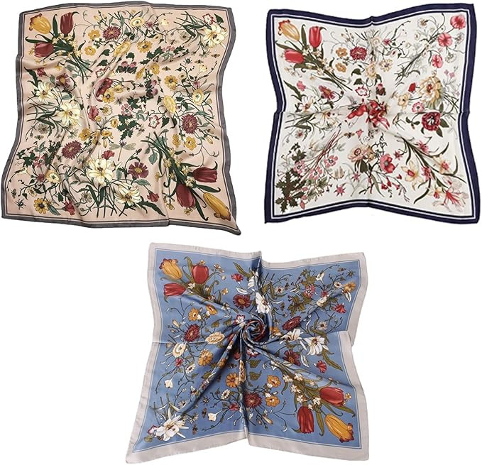 3 Packs Silk Scarf, Kyadeys Satin Silk Feeling Hair Scarf, Fashion Printing Neckerchief For Women... | Amazon (US)