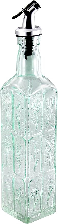 Grant Howard Flowers Bouquet Embossed Glass Square Oil and Vinegar Cruet with Pourer, 16 oz | Amazon (US)