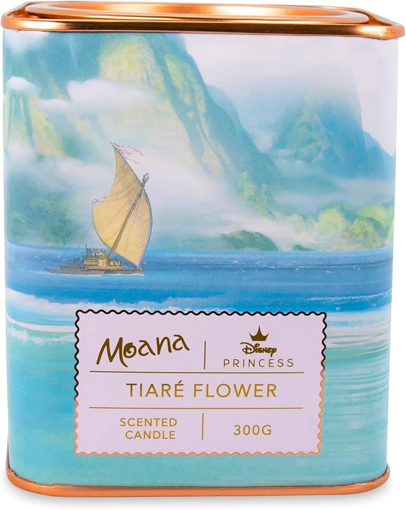 Disney Princess Home Collection Moana 11-Ounce Scented Tea Tin Candle with Tiare Flower Aromatic ... | Amazon (US)