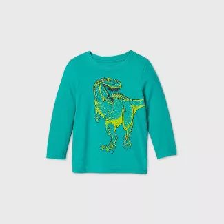 Toddler Boys' T-Rex Dinosaur Graphic Long Sleeve T-Shirt - Cat & Jack™ Tropic Green | Target
