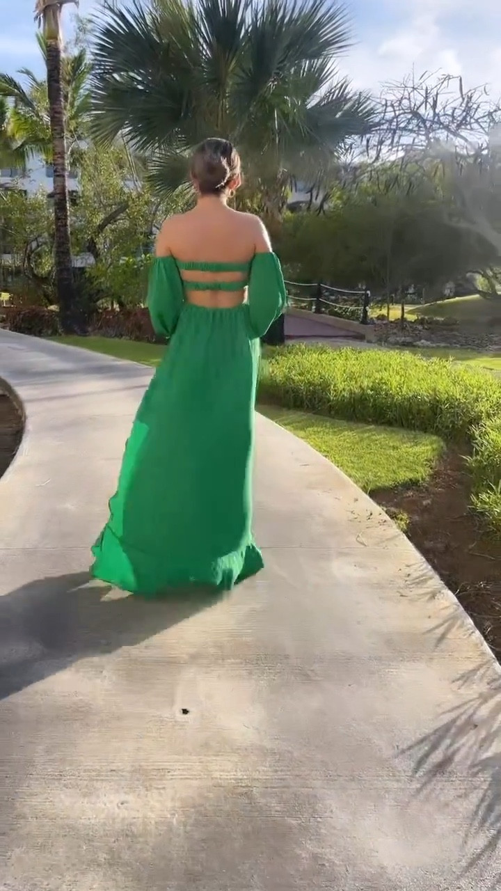 LOVE this flowy green dress! 💚Got so many compliments even Princess Jasmine ones 🙈 Love to bring at least one flowy dress for travel. Listed below is a few of my other outfits I brought to Punta Cana with me. #puntacana #dominicanrepublic #hardrockresort #allinclusive #caribbean #vacation #shein #flowydress #greendress #summerdress 

#LTKstyletip #LTKFind #LTKtravel