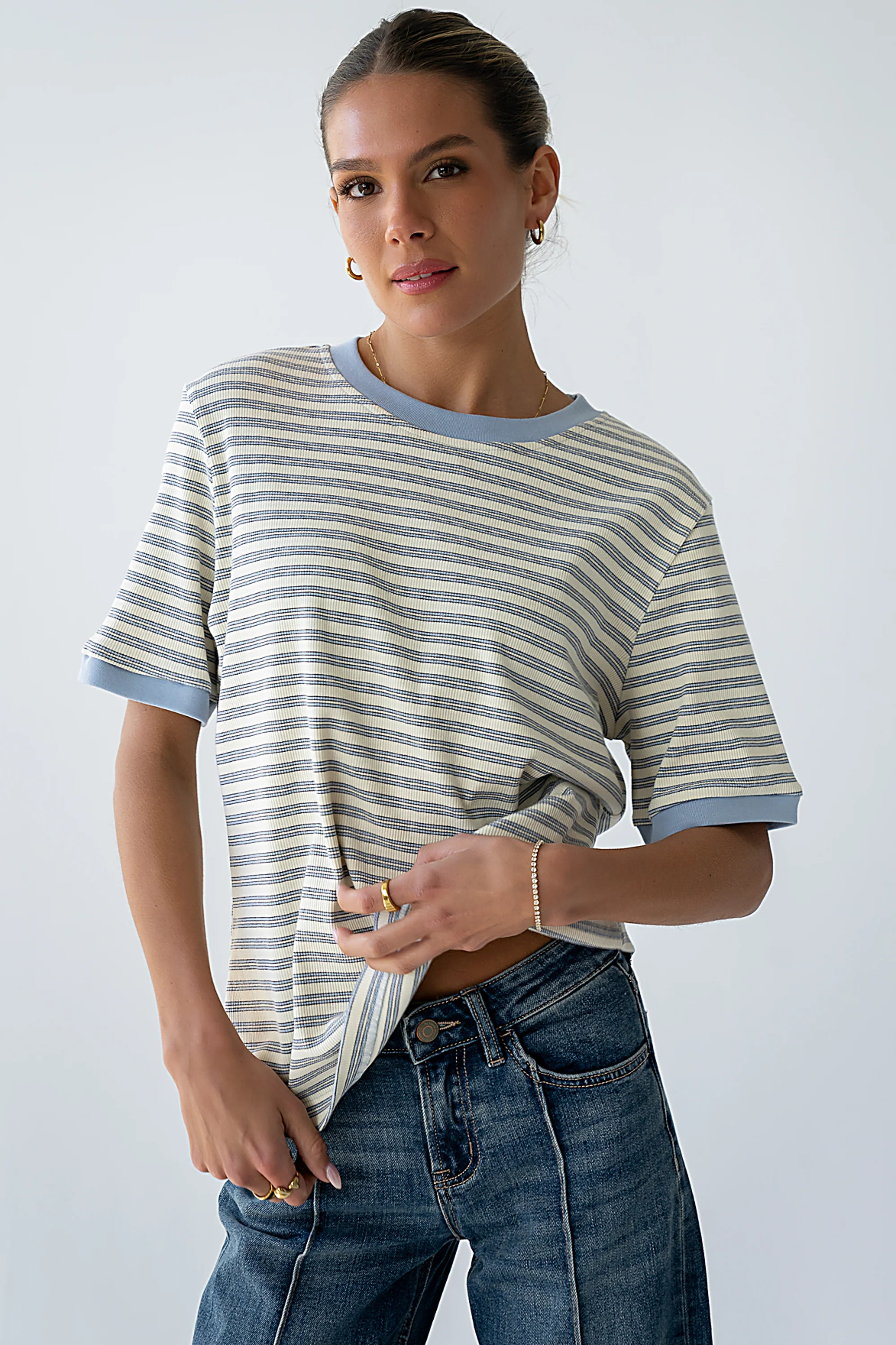 Jenna Striped Top in Blue | Böhme US