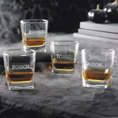 Set of Four What's Your Poison Rocks Glasses | Grandin Road | Grandin Road