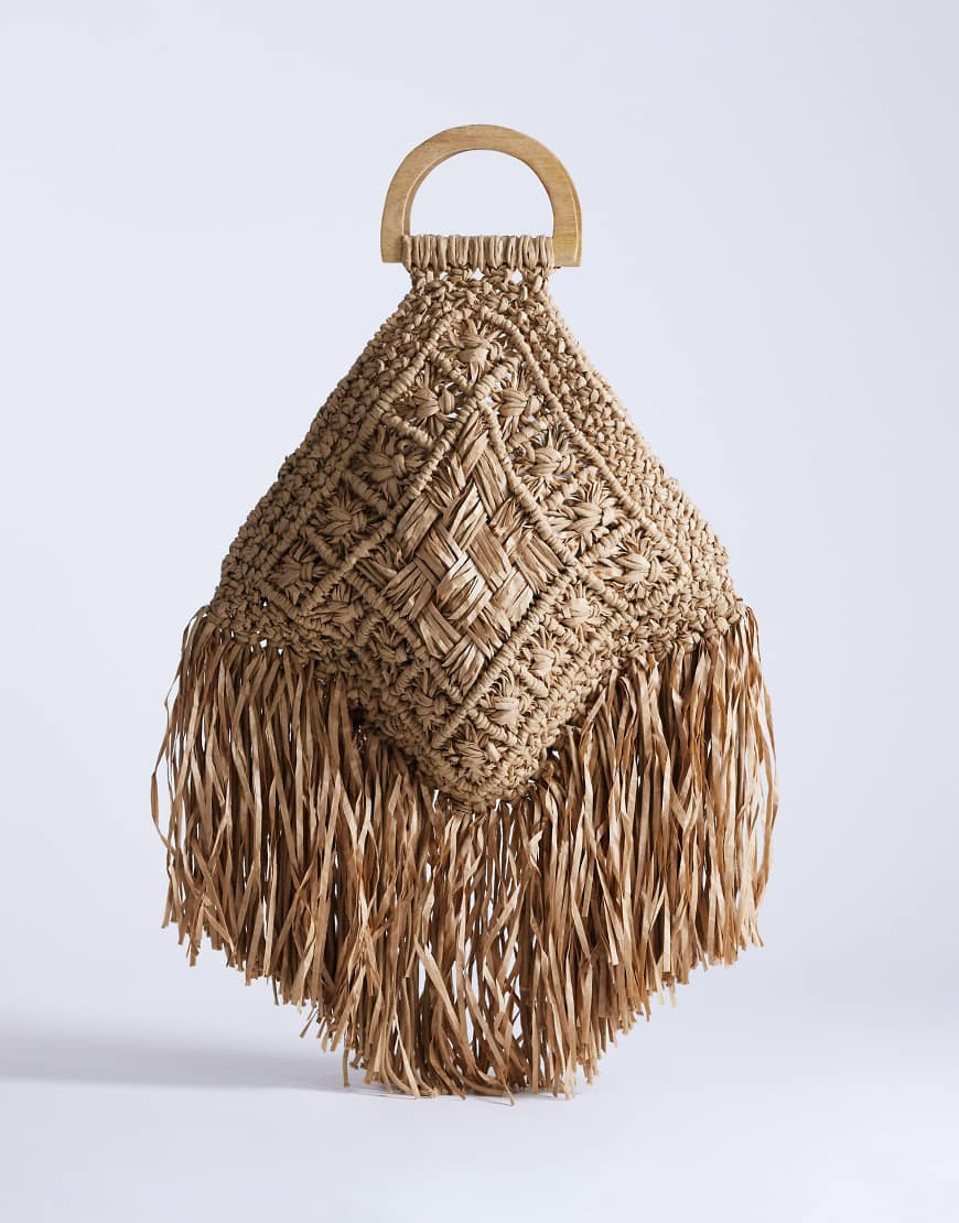 Topshop Hugo weave tassel straw bag in natural-Neutral | ASOS (Global)