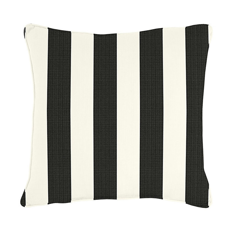 Canopy Stripe Sunbrella Outdoor Pillow - Black/White Sunbrella, 12" x 20" - Ballard Designs | Ballard Designs, Inc.