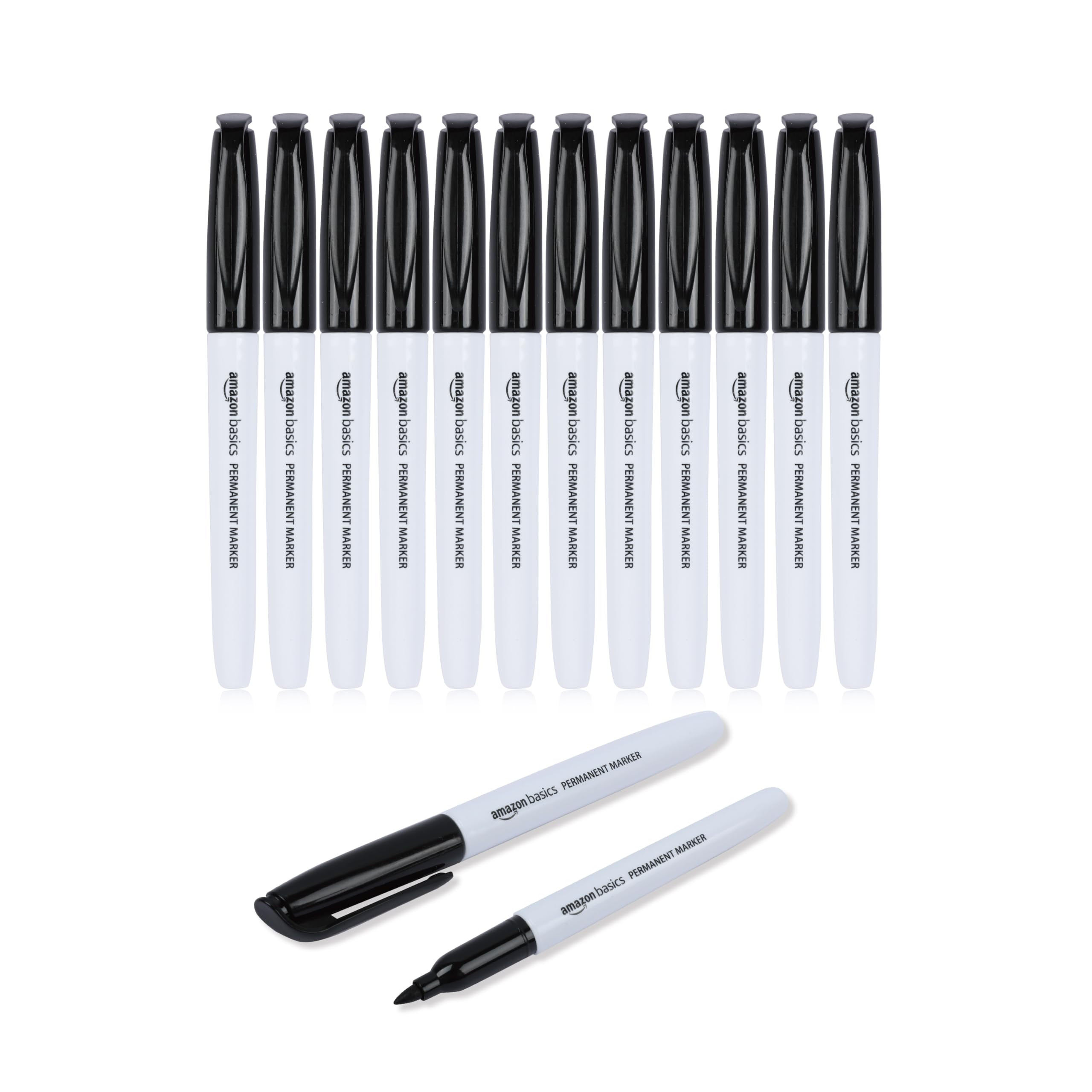 Amazon Basics Fine Tip Point Permanent Markers for Office, School, and Home Use, Black, 12 Pack | Amazon (US)