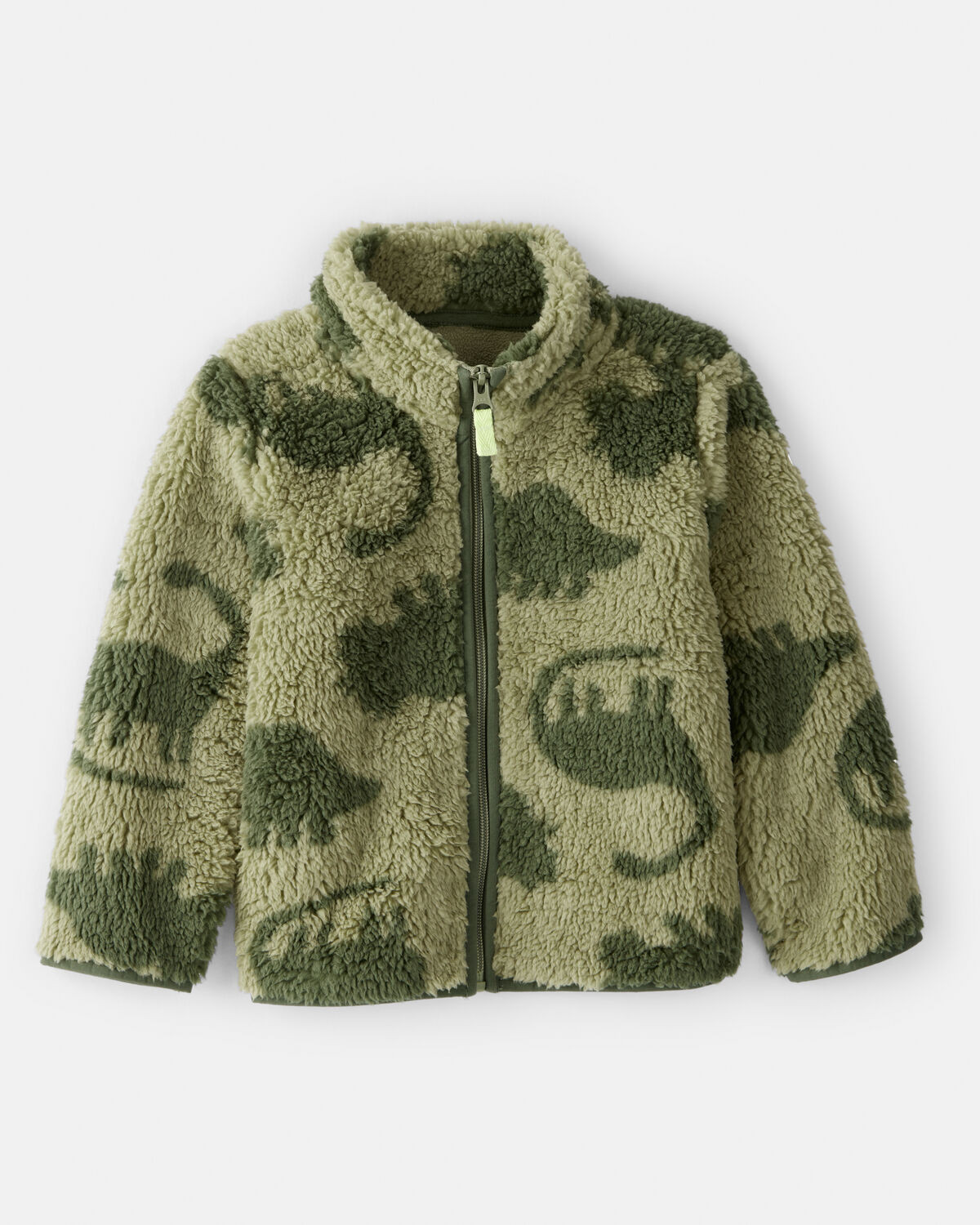Toddler Boy Dinosaur Sherpa Zip-Up Jacket - Green | Carter's Inc