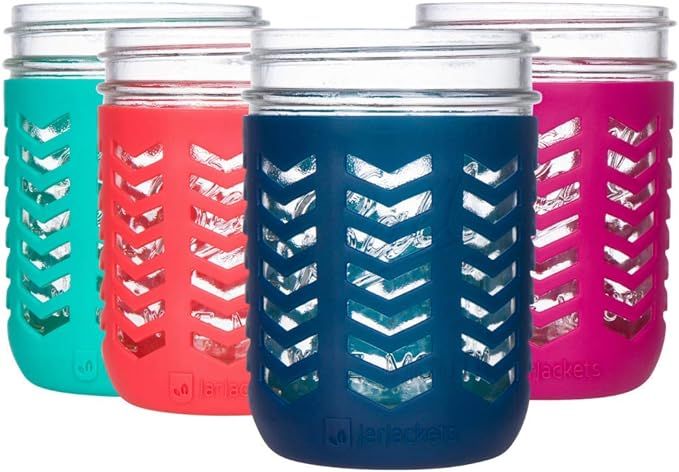 JarJackets Silicone Mason Jar Protector Sleeve - Fits Ball, Kerr 16oz (1 pint) WIDE-Mouth Jars | ... | Amazon (US)
