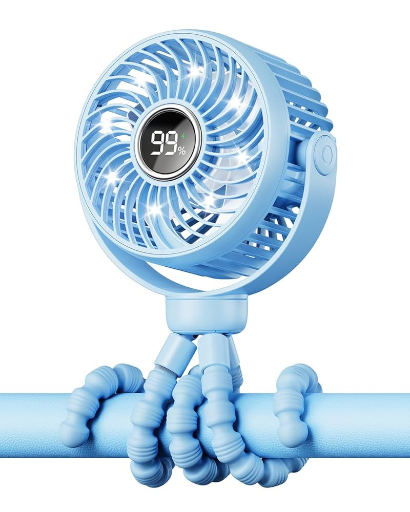 Mini Portable Stroller Fan for Travel,360° Rotation,4-Speed LED Night Light Clip on Fans Operate... | Amazon (US)