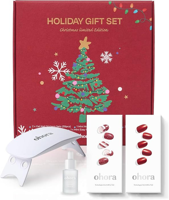 ohora Semi Cured Gel Nail Strips ([2025 Christmas Set] N Santa Cane & N Red Chrome) - Works with ... | Amazon (US)