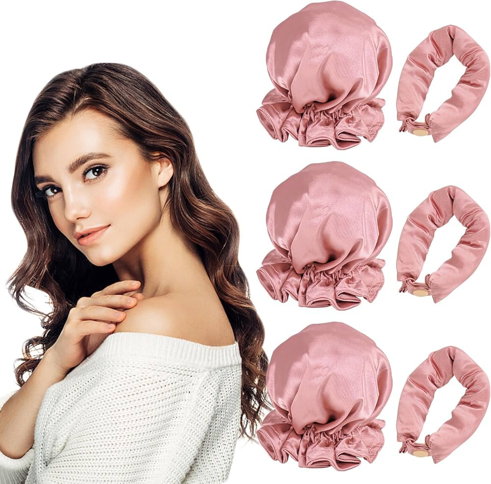 Kaiersi New Satin Heatless Hair Curler 6 Pcs, Sleep Hair Curling Tool for Women 3 Set, Soft Silk ... | Amazon (US)