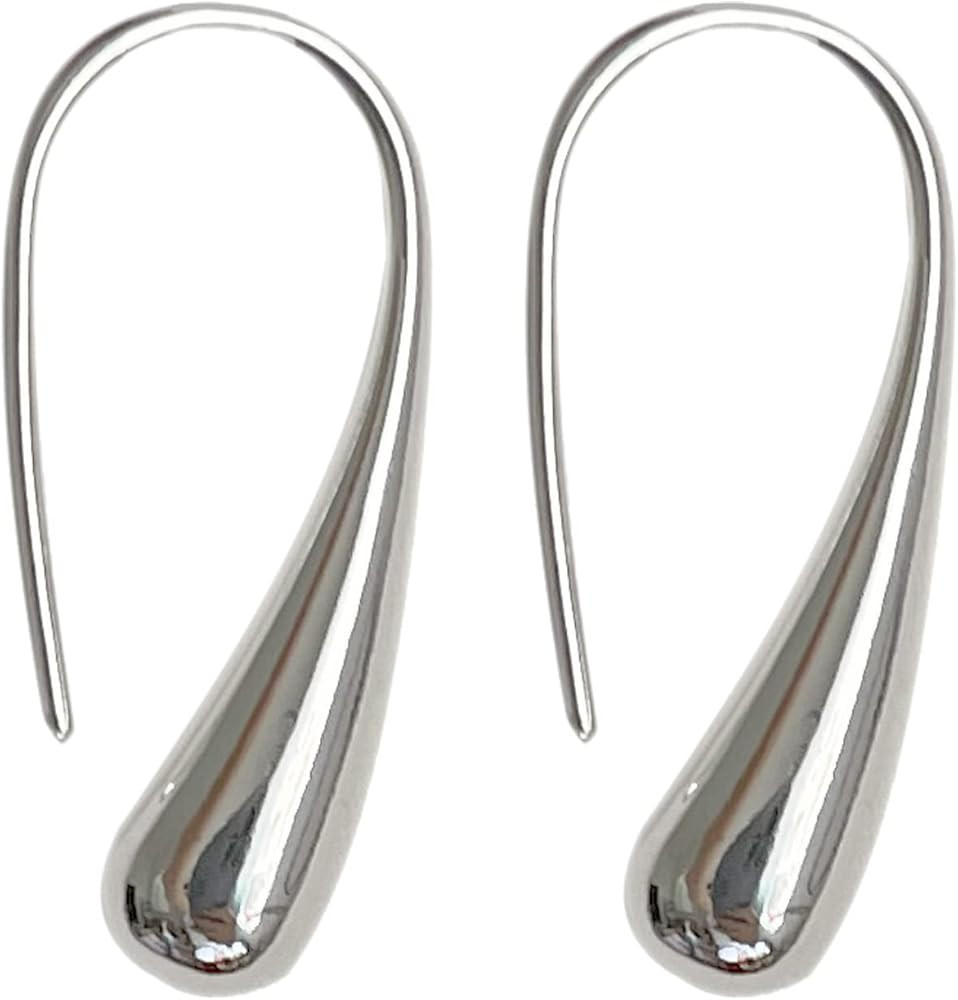 Harlorki Women Lady's 925 Silver Plated Shiny Teardrop Shape Hook Drop Dangle Earrings Fashion Co... | Amazon (US)