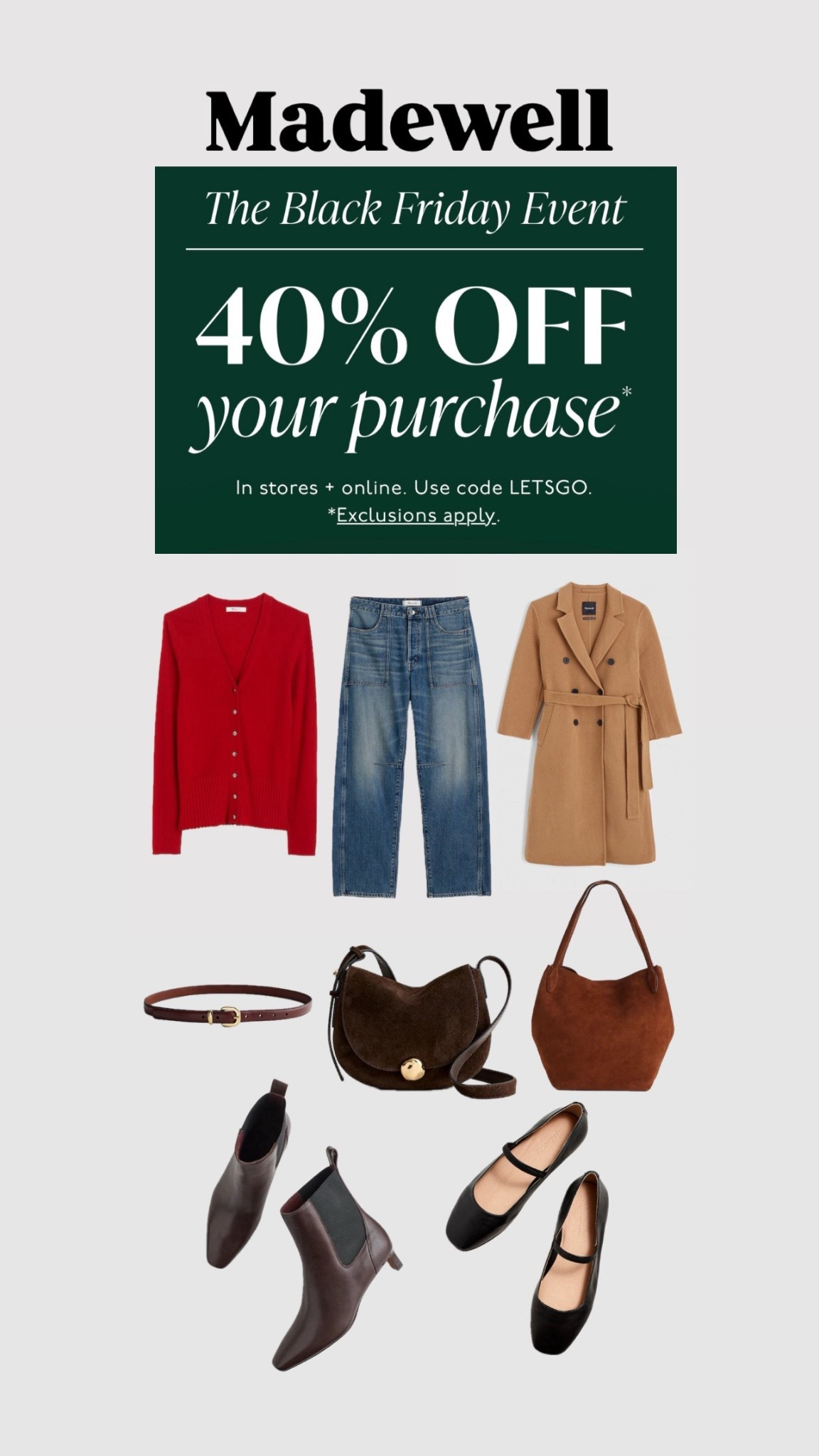 Madewell Black Friday Sale


#LTKCyberWeek #LTKSaleAlert #LTKFindsUnder100