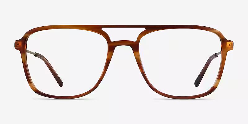 Eddie Aviator Striped Brown Glasses for Men | Eyebuydirect | EyeBuyDirect.com