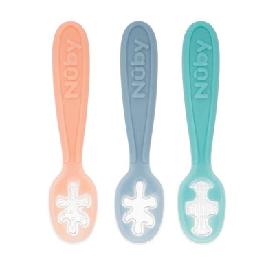 Baby's First Spoons | Aqua, Peach, & Light Blue | Nuby (US)