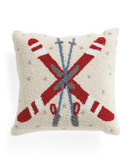 16x16 Hand Hooked Crossed Skis Pillow | Marshalls