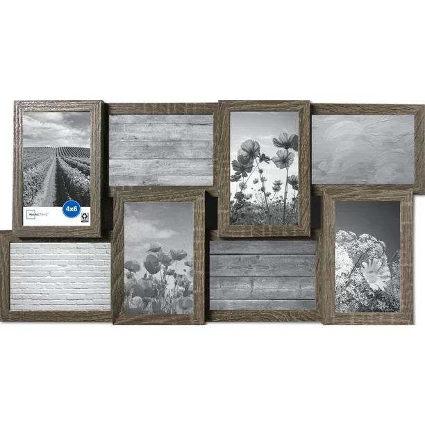 Mainstays 8-Opening 4x6 Linear Rustic Gray Collage Picture Frame - Walmart.com | Walmart (US)