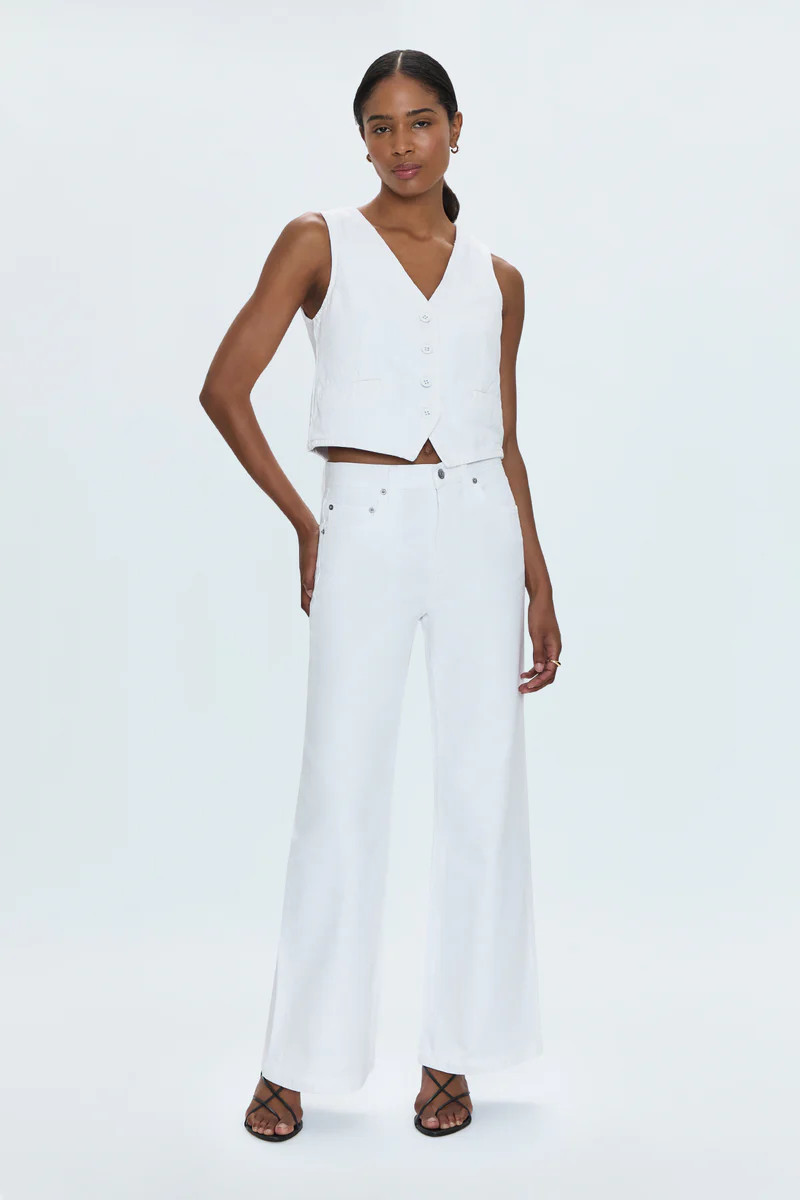 Jadyn Low Slung Palazzo Jean - Vivid White | Pistola Denim