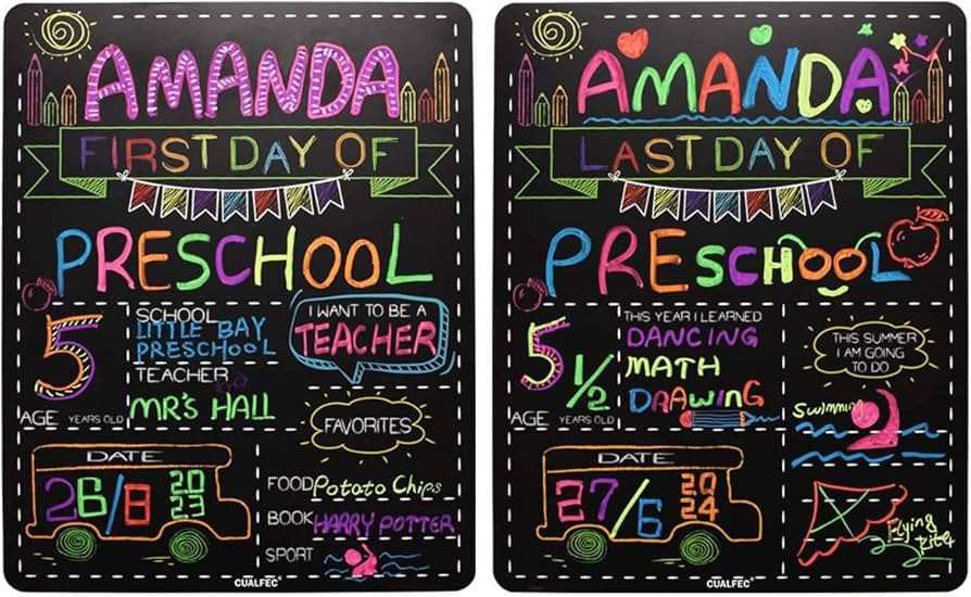 Personalized First Day and Last Day of School Sign 13" x 16" Large Chalkboard Style Photo Prop Ba... | Amazon (US)