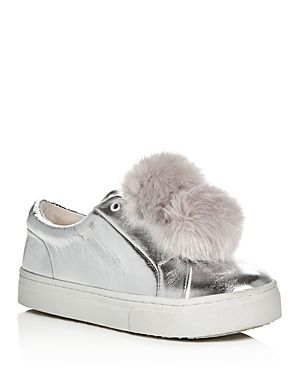Sam Edelman Leya Metallic Faux Fur Pom-Pom Slip-On Sneakers | Bloomingdale's (US)