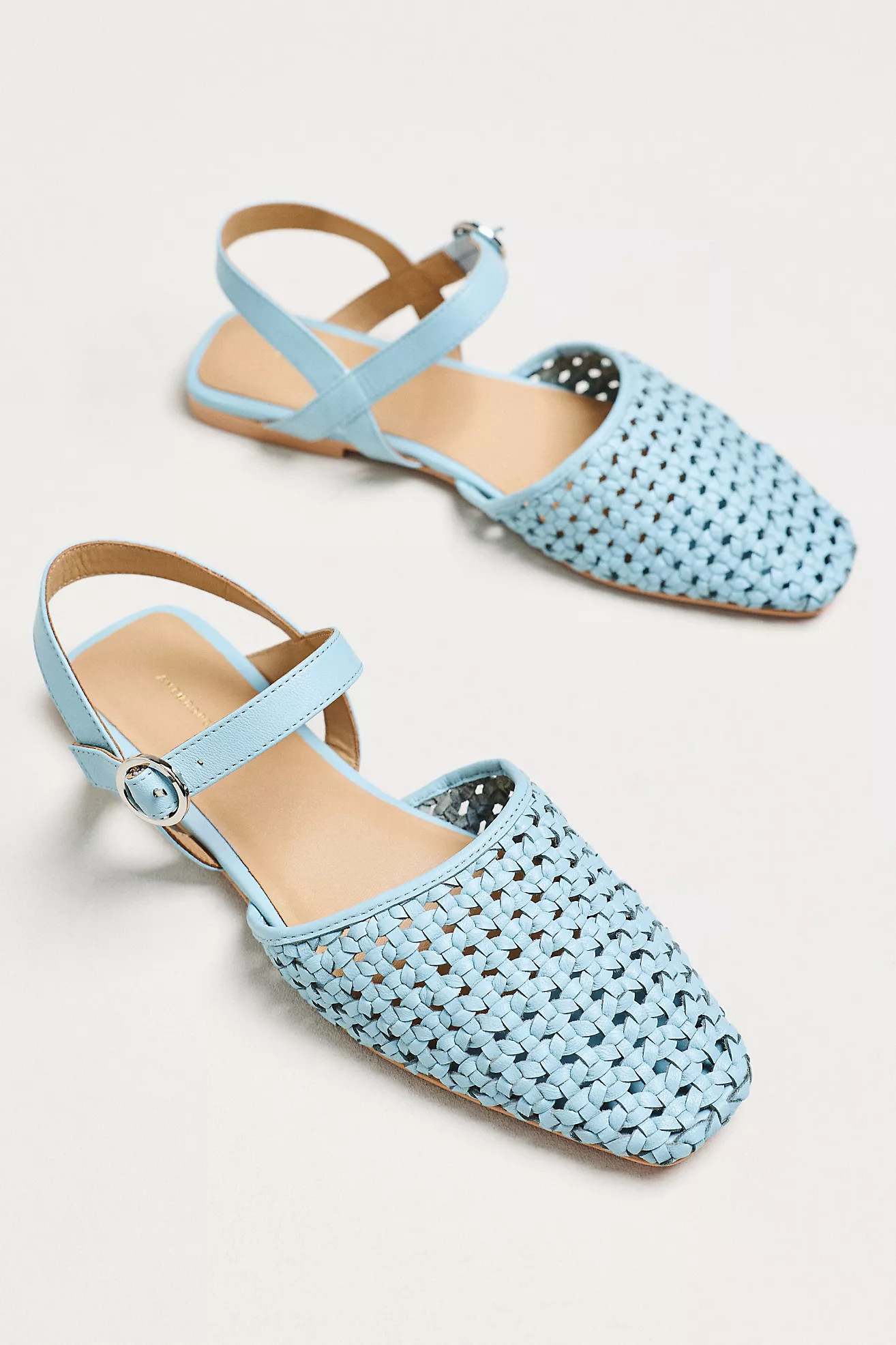 By Anthropologie Woven Leather Ankle Strap Sandals | Anthropologie (US)
