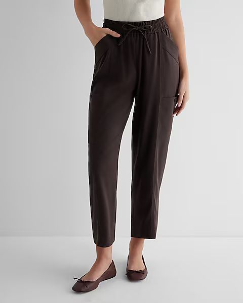 High Waisted Pull On Cargo Ankle Pant | Express