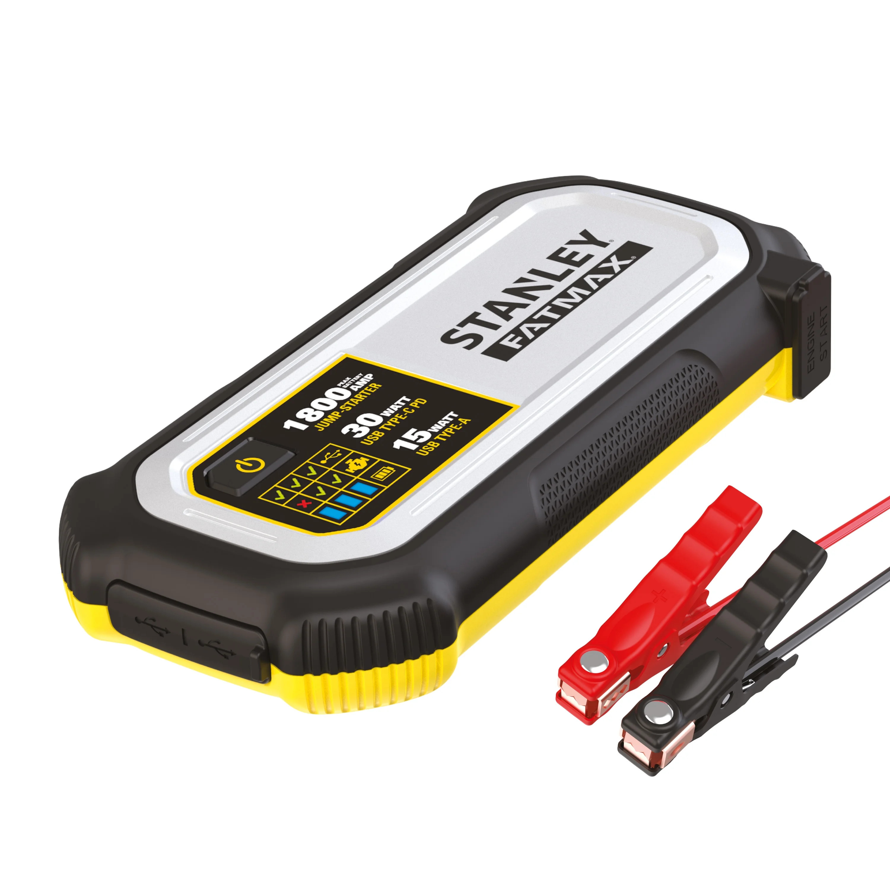 Stanley FatMax 1800A Lithium Jump Starter with 30W USB-C-PD In/Out and 15W USB-A Out, Includes Cl... | Walmart (US)
