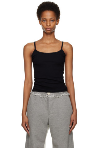 ÉTERNE - Black Thin Strap Tank Top | SSENSE