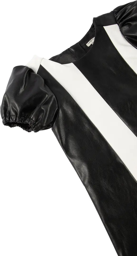 Habitual Girl Kids' Colorblock Stripe Faux Leather Shift Dress | Nordstrom | Nordstrom