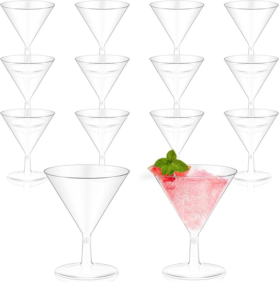 Yinkin 12 Pcs 2 oz Plastic Martini Glasses Disposable Clear Cocktail Dessert Parfait Glasses Unbr... | Amazon (US)