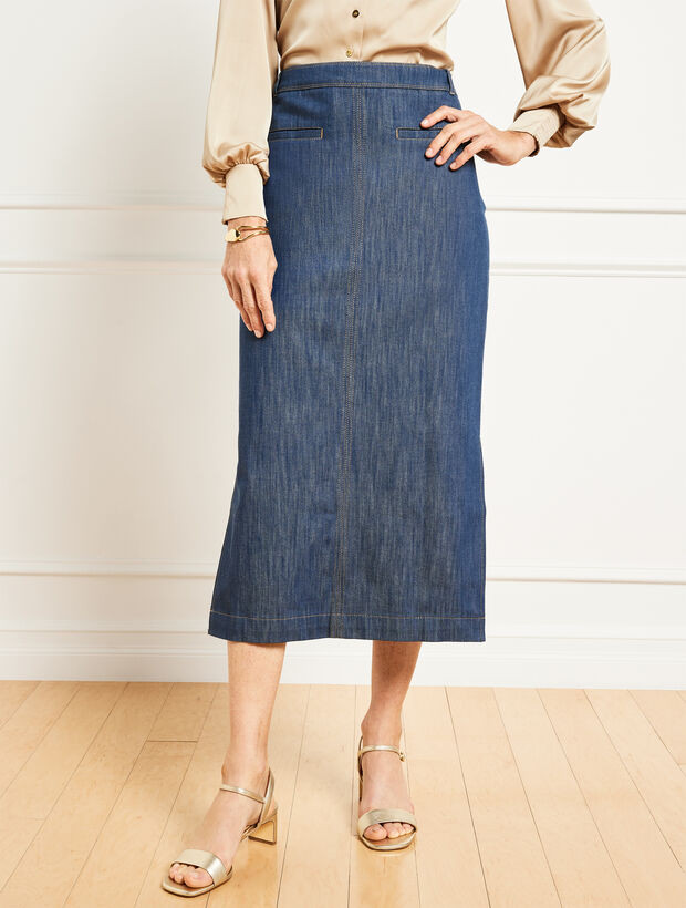 Refined Denim Midi Skirt | Talbots