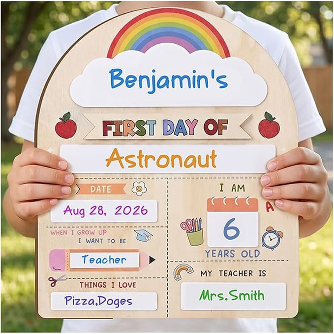My First Day of School Sign 12"x10", First and Last Day of School Board with Marker, Reusable Bac... | Amazon (US)