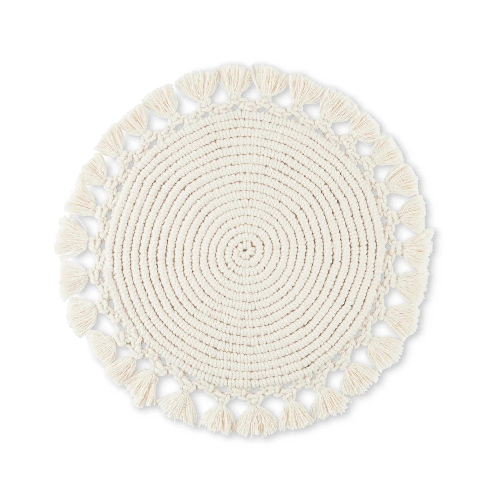 Better Homes & Garden Lauren Fabric Placemat, Natural, 16" Round, 1 Piece | Walmart (US)