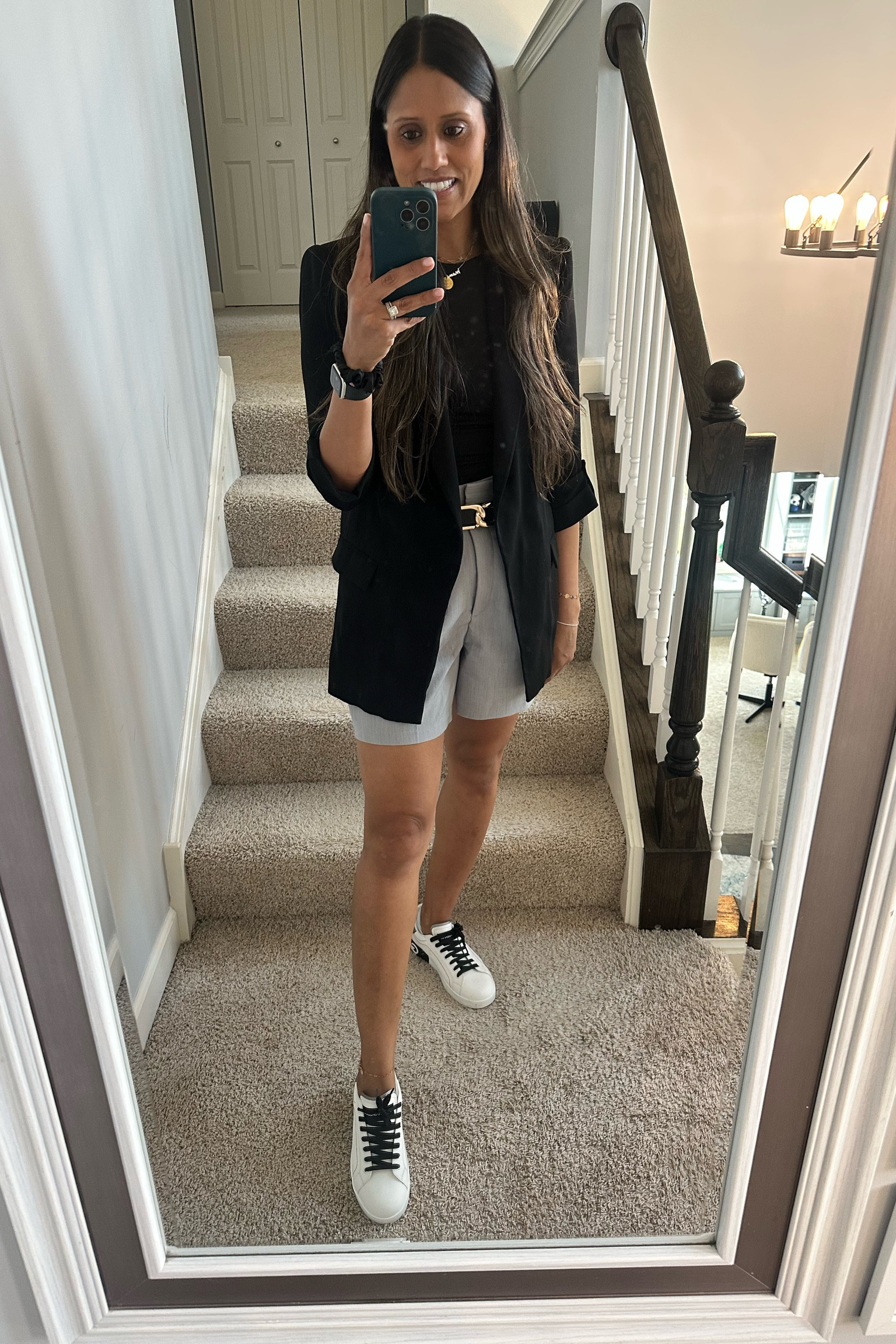 Blazer and shorts are my jam, love the look of black and grey together! So comfortable and chic 