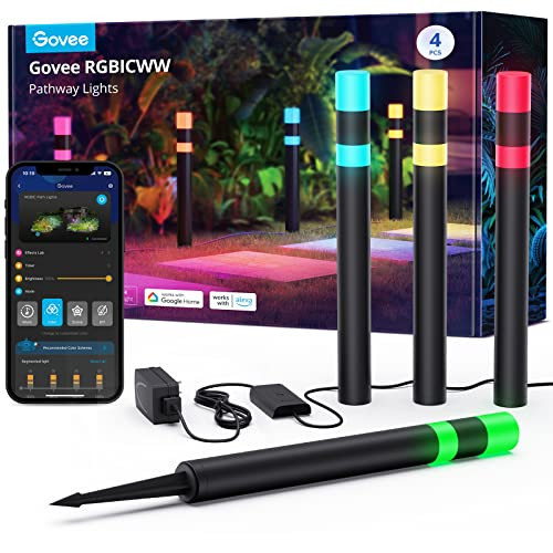 Govee Outdoor Pathway Lights, Patio Decorations, Smart Outdoor Lights with App Control, 250LM RGBIC Walkway Lights, IP65 Aluminum Landscape Lighting, Works with Alexa, Wired 4 Pack | Amazon (US)