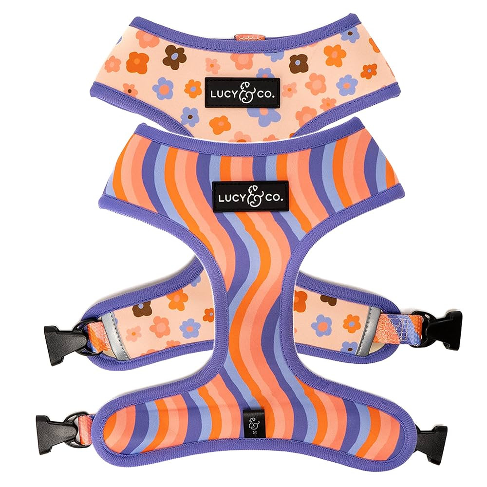 Lucy & Co. Purple with Coral Floral Wave, Cute Reversible Dog Harness Walking Halter - Best Desig... | Amazon (US)
