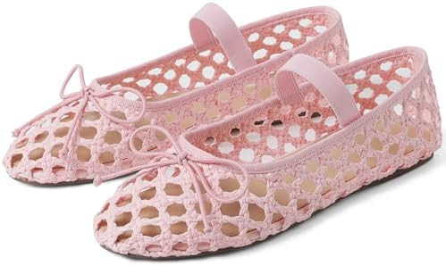 AMINUGAL Womens Woven Ballet Flat Shoes Round Toe Mary Janes Flats Elastic Band Dressy Comfortabl... | Amazon (US)