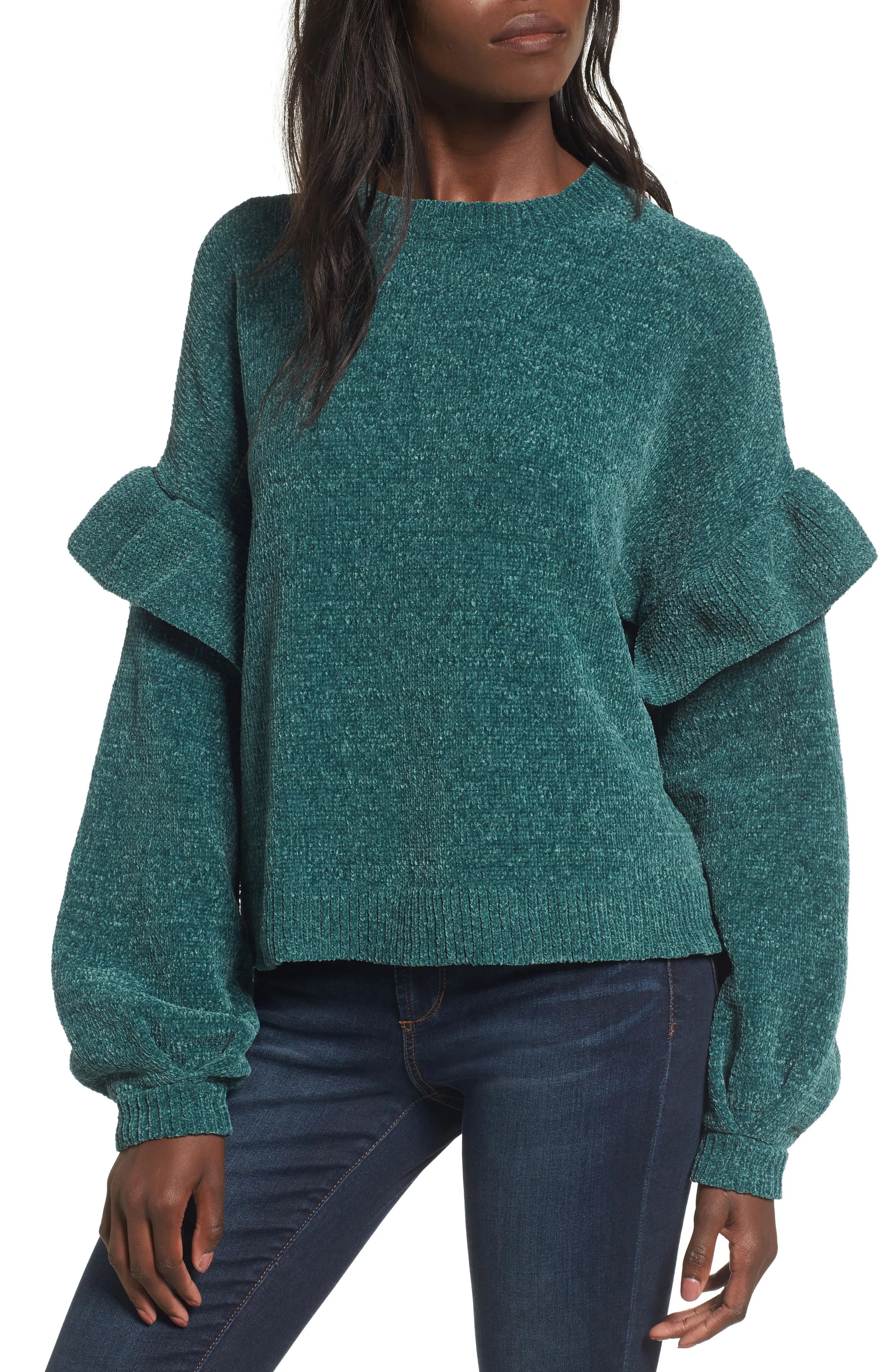 Ruffle Chenille Sweater | Nordstrom