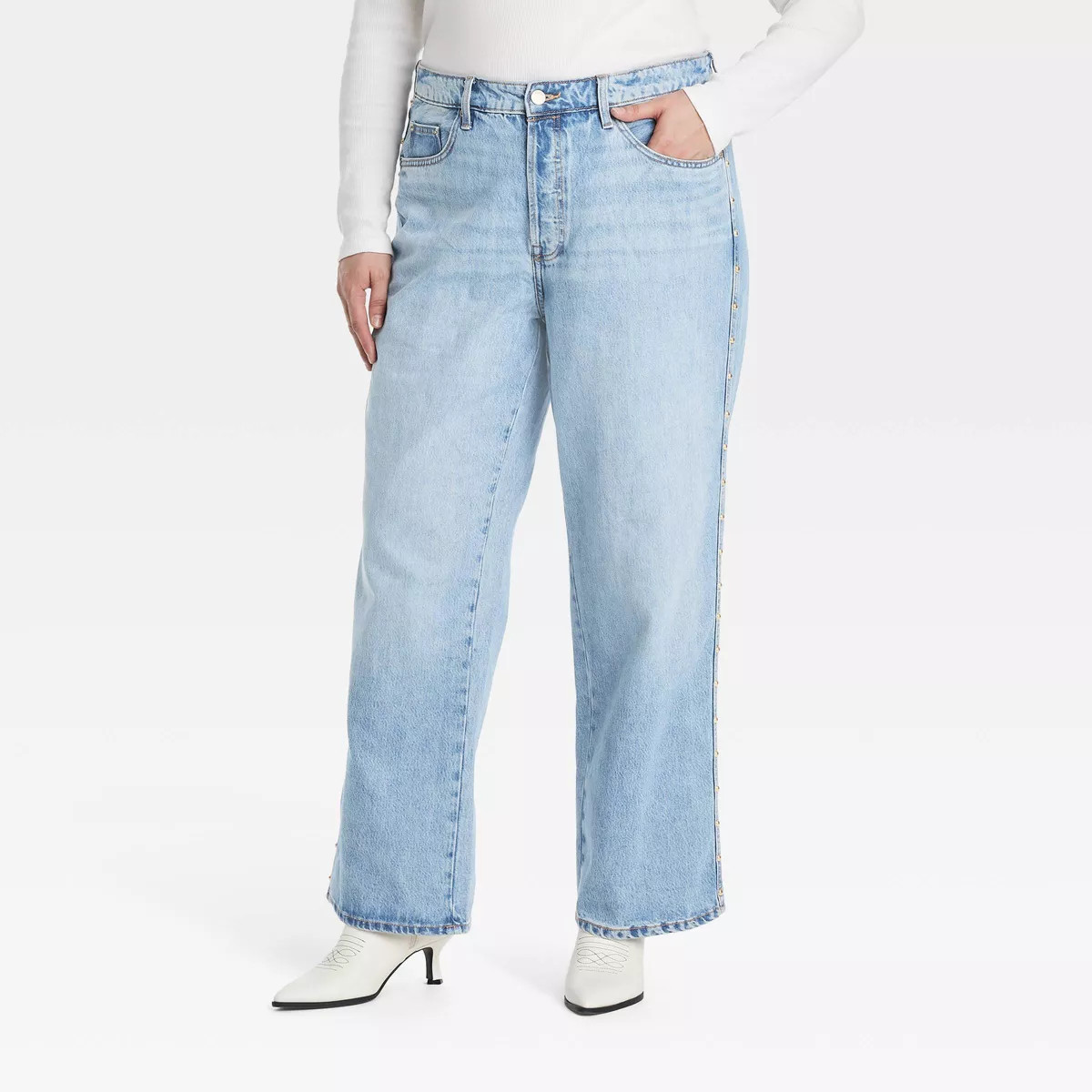 Women's Mid-Rise Studded 90's Baggy Jeans - Universal Thread™ Blue | Target