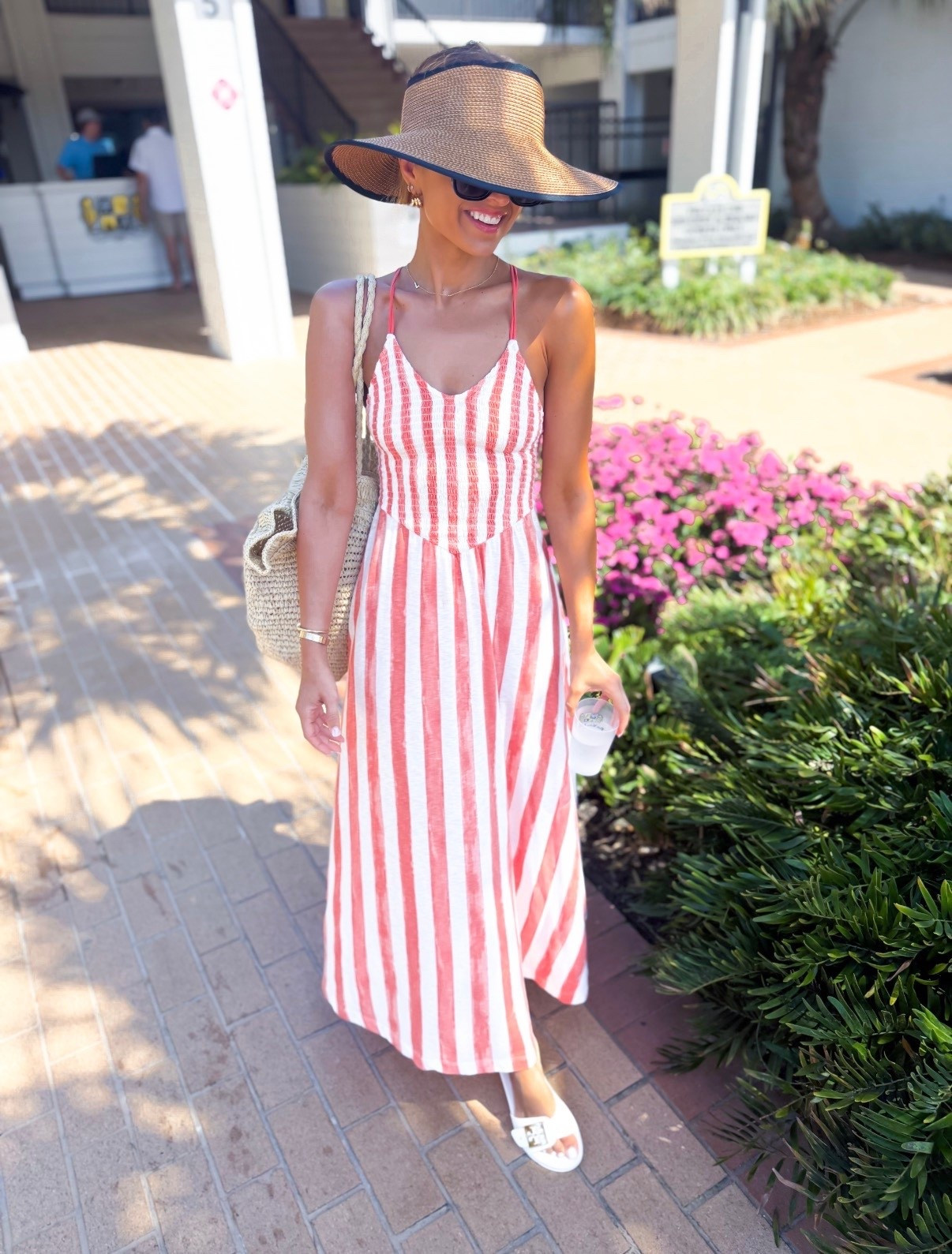 My beach outfit of the day! XXS in striped maxi dress! Beach day. Resort outfit. Resort wear. Vacation outfit. Vacation dress. Tory Burch buckle jelly sandals. Eric Javits packable UPF 50+ hat. Target straw bag. Gucci sunglasses. 


#LTKTravel #LTKootd #LTKSwim