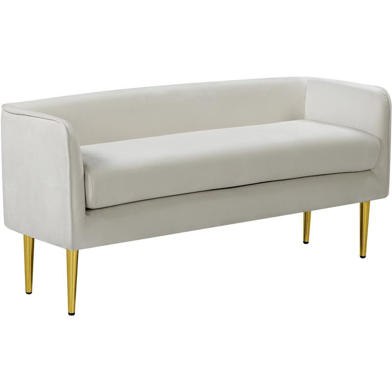 Meridian Furniture Audrey 19"H Contemporary Velvet Bench in White - Walmart.com | Walmart (US)